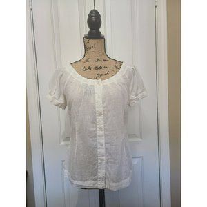 Caslon Women's Sz Small White button-up cotton blouse